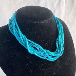 Chic Turquoise color Beaded Necklace choker multistrand
